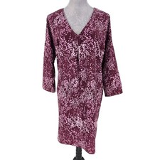 H Halston Dress Womens Medium Plum Pink Purple Stretch Pleated Career Party