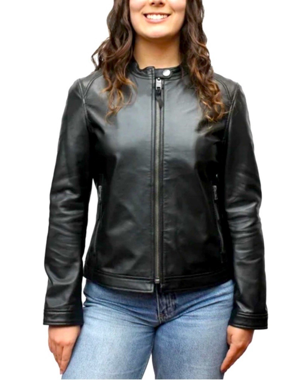 FRYE Ladies' Leather Jacket Moisture-Wicking Fabric Soft Hand Feel X Small