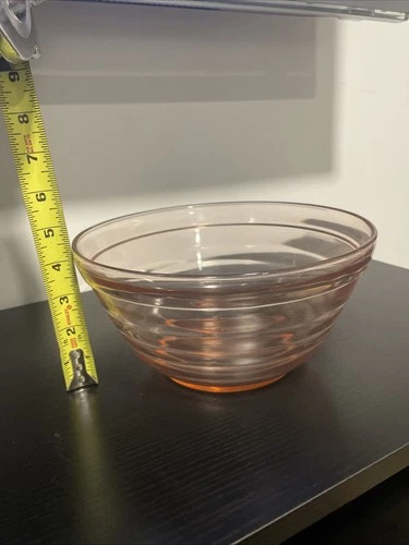 Vintage Excellent Condition~ PINK DEPRESSION GLASS Mixing Bowl ~ 9” W x 4 1/2” D