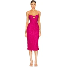 Bardot Ivanna Lace Midi Dress Cut Out Open Back Pink Size 10/XL Cocktail