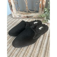 Birdies The Phoebe Black Velvet Faux Fur Lined Slippers Loafers Size 7 NWOT