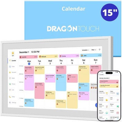 Dragon Touch 15.6'' Digital Calendar Chore Chart   1080P Full HD Interactive