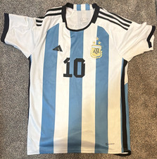 adidas Argentina Lionel Messi #10 Men's Soccer Jersey Size L White Blue