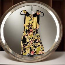 Dressbarn Halter Style Colorful Flowy Floral Summer Romantic Date Night Dress S8