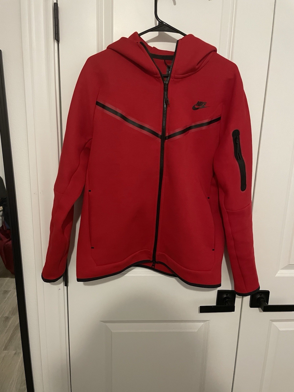 Nike Tech Fleece Hoodie Sweatshirt Red , Zip-Up, Size Large