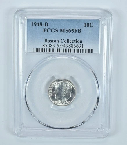 1948-D Roosevelt Dime Boston Collection MS65 FB PCGS Blue Label *0930