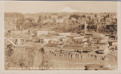 #ad Portion of Oregon City Mount Hood View Eddy RPPC Photo PostcardTrimmed Top $19.95