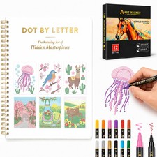 Dot by Letter Coloring Book for Adults with 12 Dot Markers, Dot Art for Adult...
