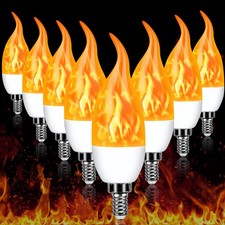 E12 LED Flickering Candelabra Flame Effect Light Bulbs - 3 Modes Flicker Chan...