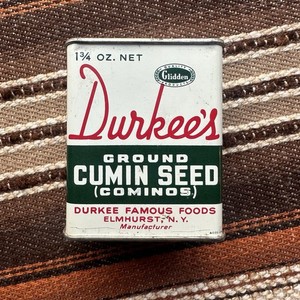 VTG 40s 50s Old Durkee’s RARE Cumin Seed Spice Tin Metal Can Collectible FULL