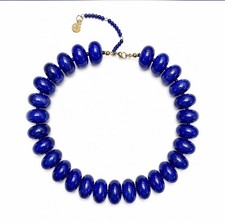 Lapis lazuli Oval Pebble Bead Choker With 4” Extender