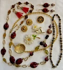Vintage Costume Jewelry Lot–Necklaces Earrings  Brooches Some Signed