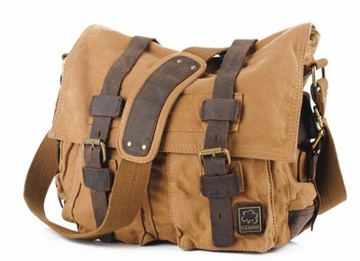 Men's Canvas Crossbody Bag Daypack for Everyday and Sports 35cm...