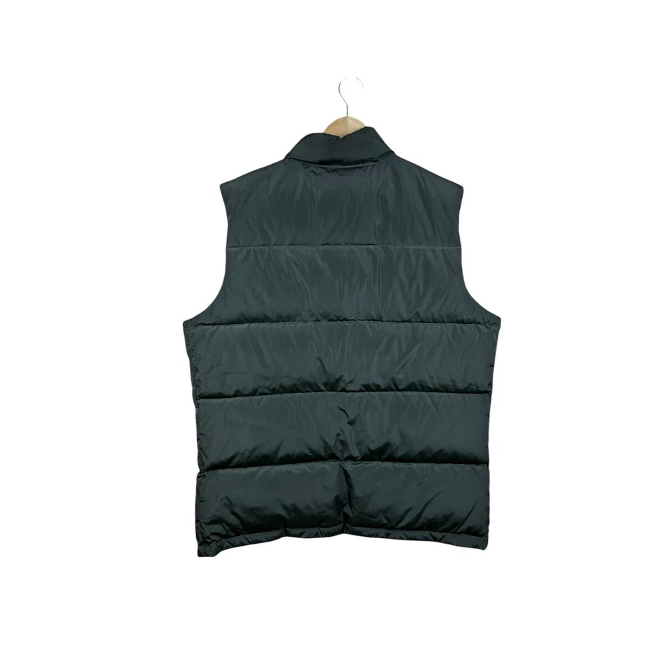 Lands End Mens L 42-44 Dark Green Goose Down Insltd Snap Front Nylon Puffer Vest - Image 2 of 4