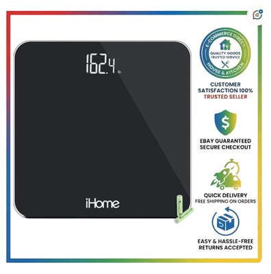 Digital Battery Powered Bathroom Scale 397 lbs FSA and HSA Eligible, Black
