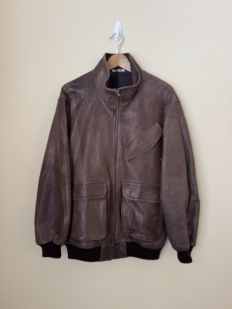 Auralee New Leather Blouson Jacket Brown Size 3 | eBay