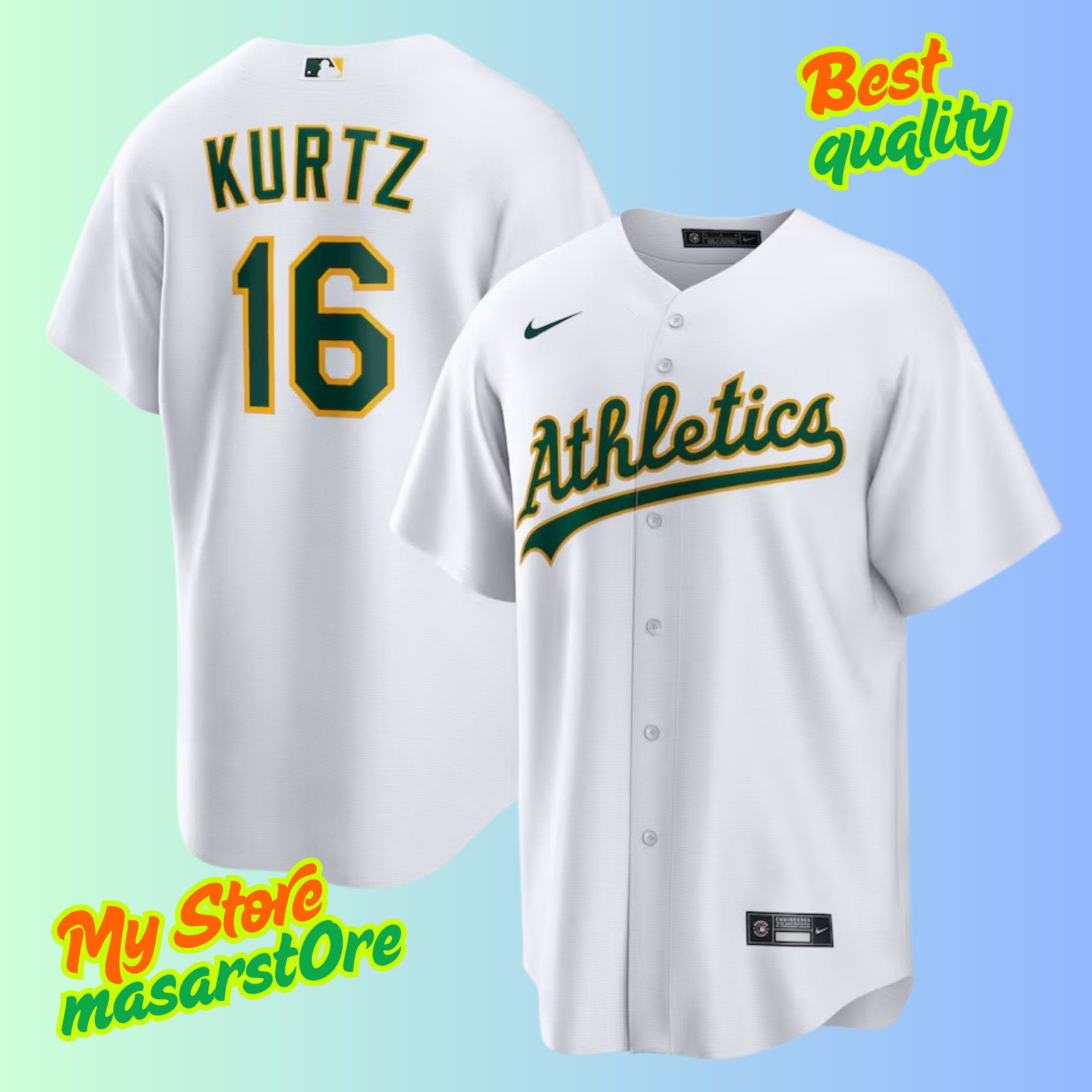 Men's Oakland Athletics #16 Nick Kurtz White Cool Base Stitched Jersey