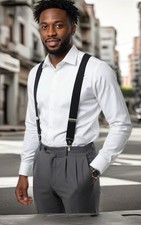 Button and Clip Convertible Suspenders for Men