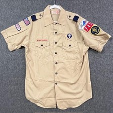 VINTAGE Boy Scouts of America Shirt Mens Large Khaki Short Sleeve Made USA 00s