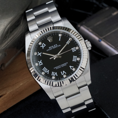 Rolex Oyster Perpetual 116034 Black Diamond Dial 36mm 2009
