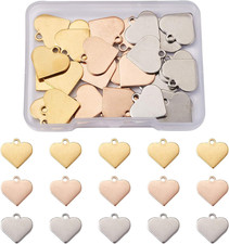 40pcs Stainless Steel Heart Charms Mixed Colors for Jewelry Making, Heart