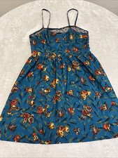Woman Floral Blue Sleeveless Fit  Flare Dress Size Small