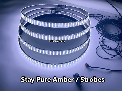 4x 15.5" QUAD ROW Amber+White Turn Signal LED Wheel Rings Rim Lights Set(Metal) - Picture 3 of 8
