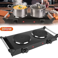 Hot Plate for Cooking, Electric Double Coil Burner for Kitchen Camping w/ Dual