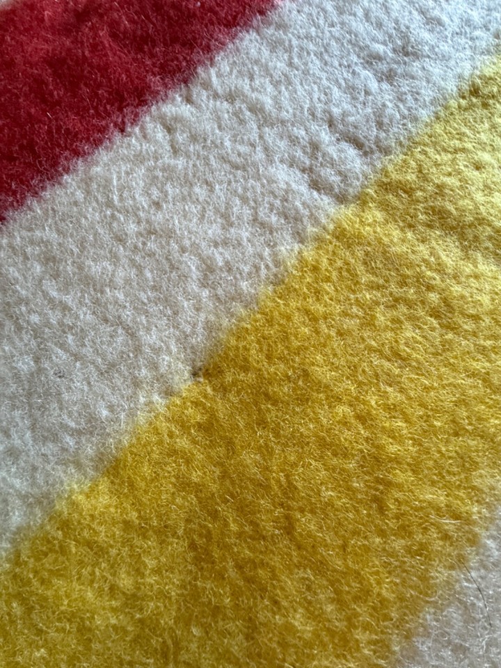 Hudson Bay Design Blanket, Rare 4 Point 100 Wool with Stripes No label