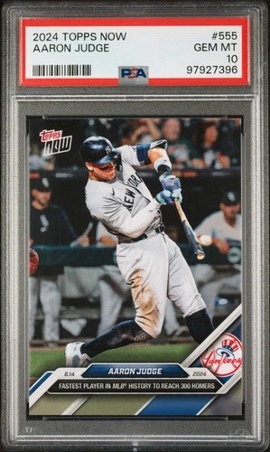Graded 2024 Topps Now Aaron Judge #555 Fastest to 300 HRs Baseball Card PSA 10