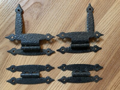 4 piece Vintage Lot Cabinet Hardware, Gothic, Hammered Salvage