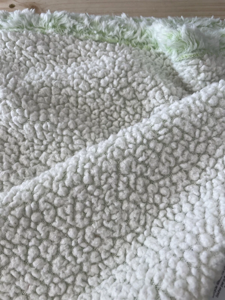 VTG Laura Ashley Baby Blanket Green Sherpa Back Fuzzy Solid Color Soft Lovey - Image 3 of 3