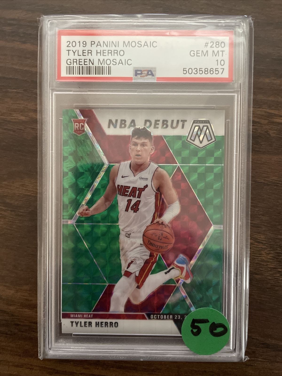 2019 Panini Mosaic Tyler Herro RC Green #280 PSA 10