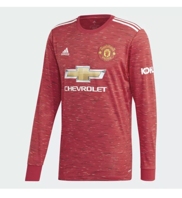 Adidas 2020-21 Manchester United Home Long Sleeve Red Jersey Size