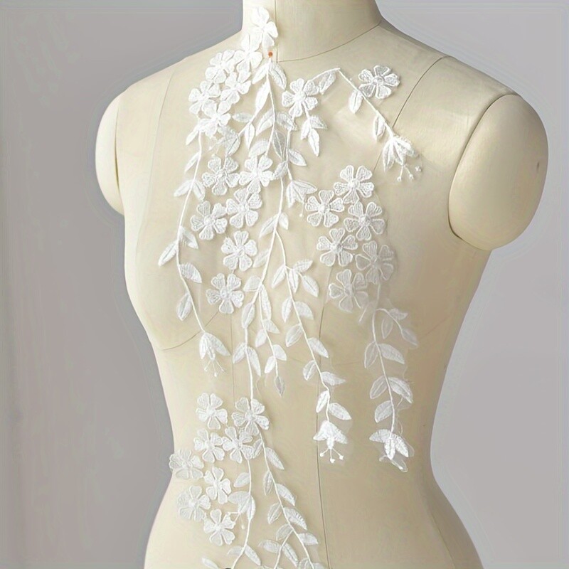 Lace Leaves Flower Embroidered Applique Patch Material for Wedding Dress Sewing