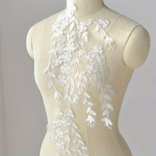 Lace Leaves Flower Embroidered Applique Patch Material for Wedding Dress Sewing