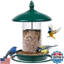 Bird Feeders for Outdoors - Metal Roof Chew Proof, 360° Feeding Perch - Wild 