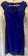 LAUREN Ralph Lauren Dress Womens 8 Cap Sleeve Sheath Party in Purple Satin