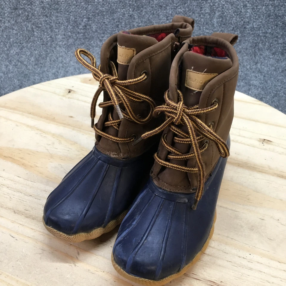 Tommy Hilfiger Boots Youth 2 Duck Brown Blue Lace Up Ankle Top Comfort Casual - Image 3 of 4