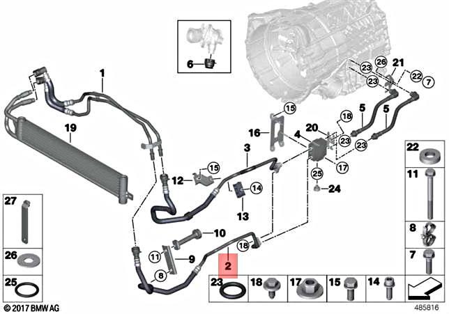 Genuine BMW M2 F87 MOS Transmission Oil Cooler Line Flow  