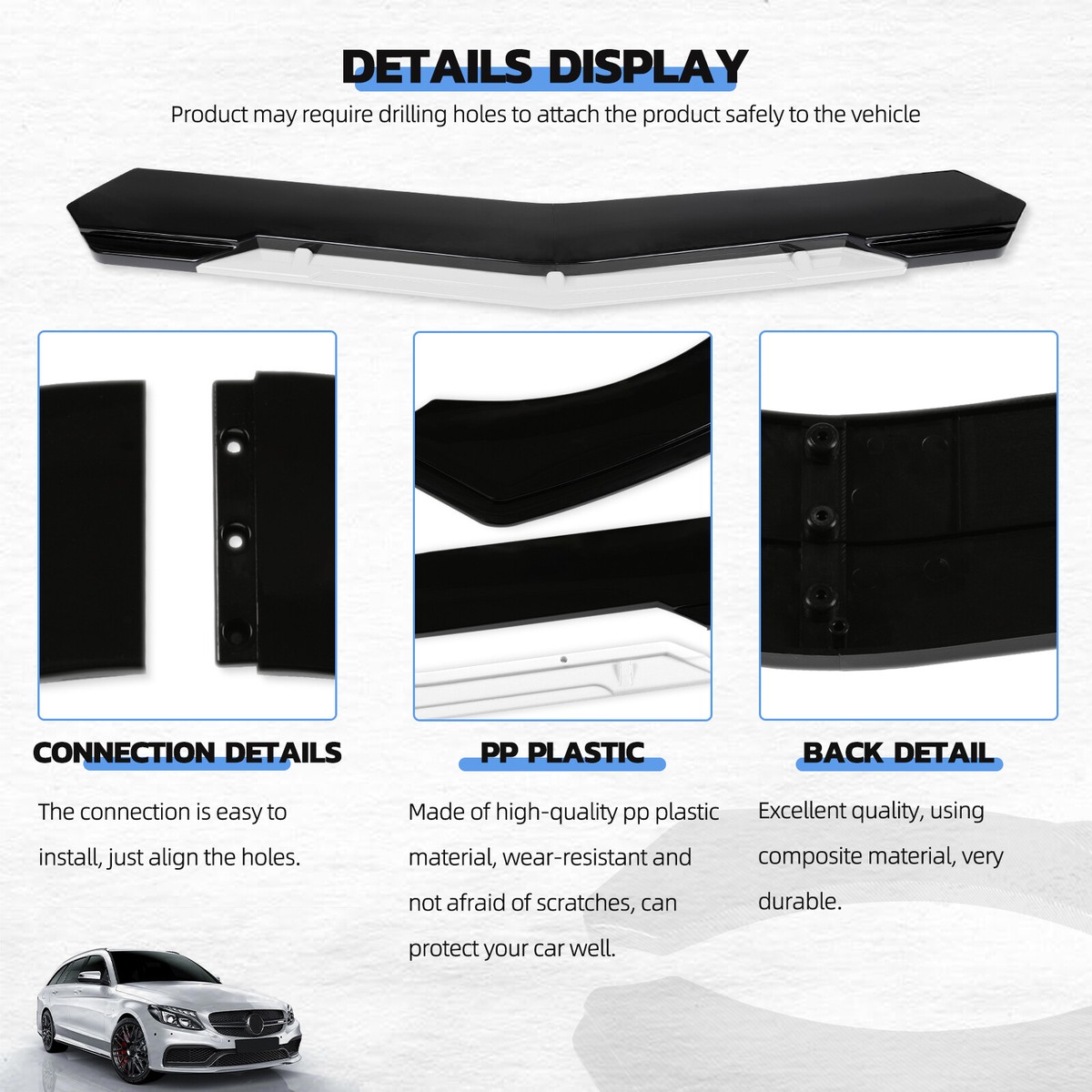 For Jaguar XK XJ Front Bumper Lip Splitter Sport Spoiler Black