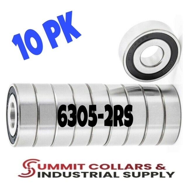 6305-2RS Ball Bearing Supreme Rubber Sealed 25x62x17mm 6305 2RS (10Pcs)