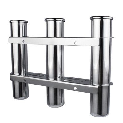 decorative fishing rod holders Marine Stainless Steel 3 Tubes Boat Fishing Rod Holder Decorative Pattern