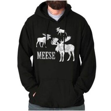 Funny Animal Joke Moose Plural Meese Humor Hoodie Hooded Sweatshirt Men Women