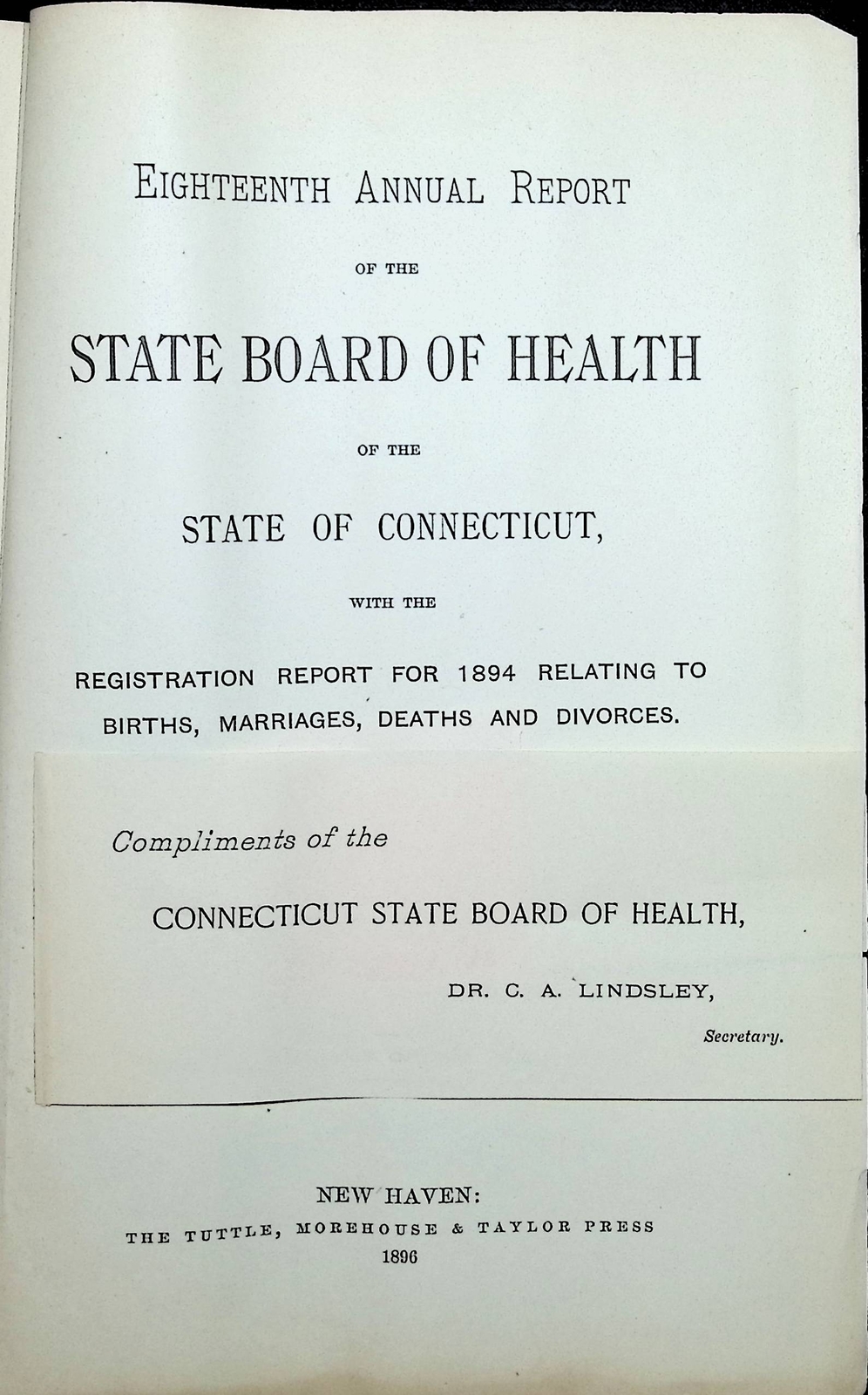 Eighteenth Annual Report of the State Board of Health of the State of ...