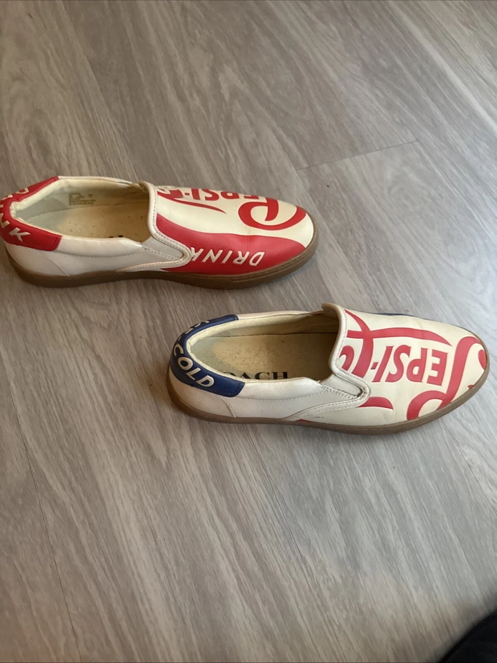 Coach Mens C117 Pepsi Motif White Multicolor FG2047 Size 10 - Image 3 of 4