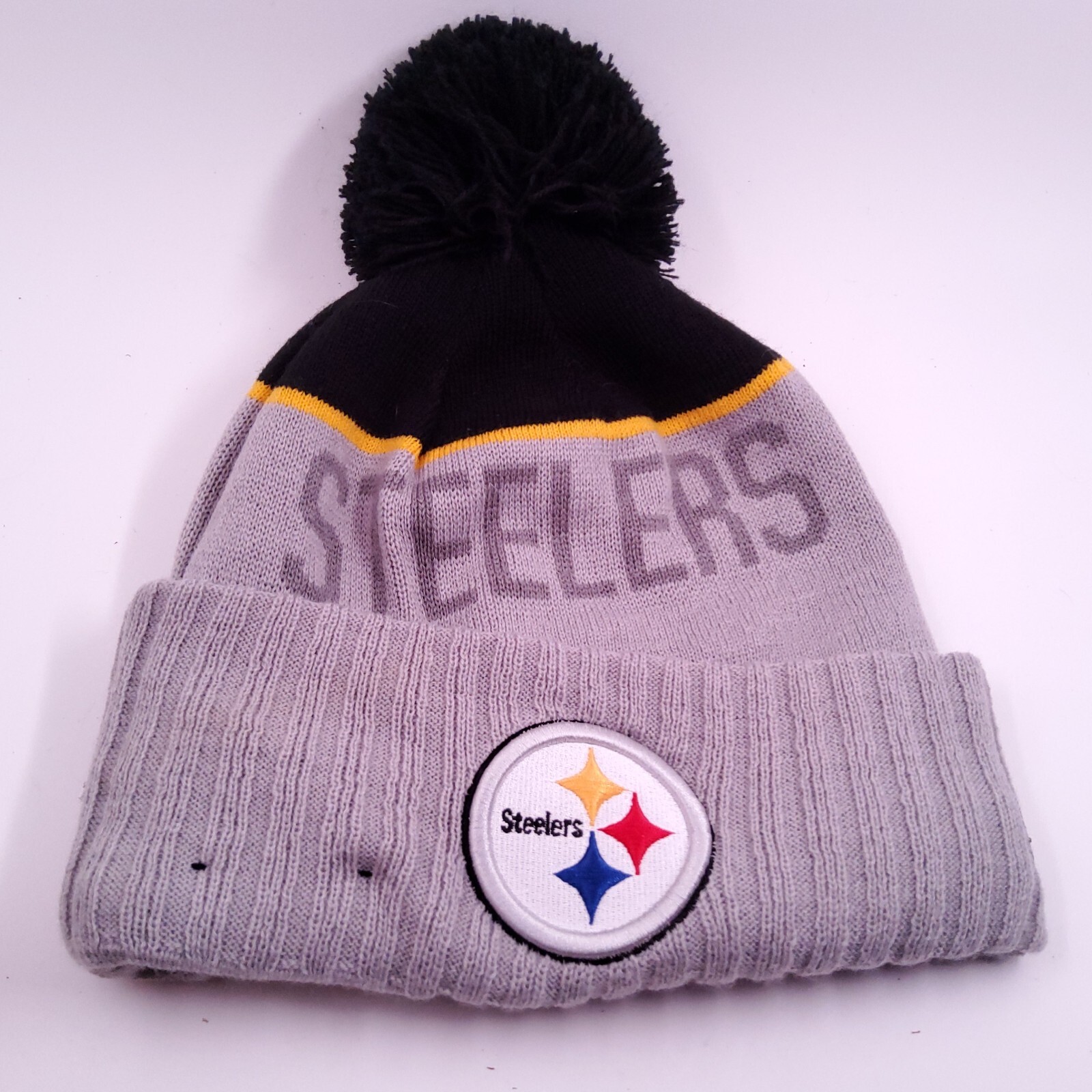 New Era Pittsburgh Steelers Cap Hat Mens One Size Black Gray Winter Beanie NFL