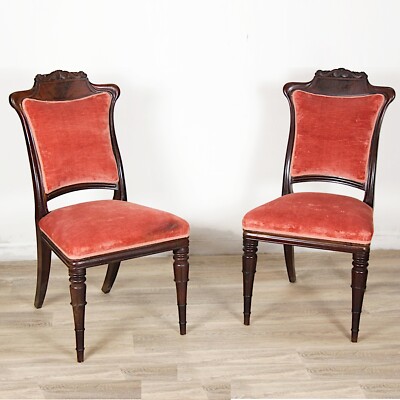 Antico Set Coppia di sedie sedia inglese in mogano vittoriane