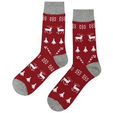 NWT Christmas Sweater Dress Socks Novelty Men 8-12 Red Crazy Fun Sockfly