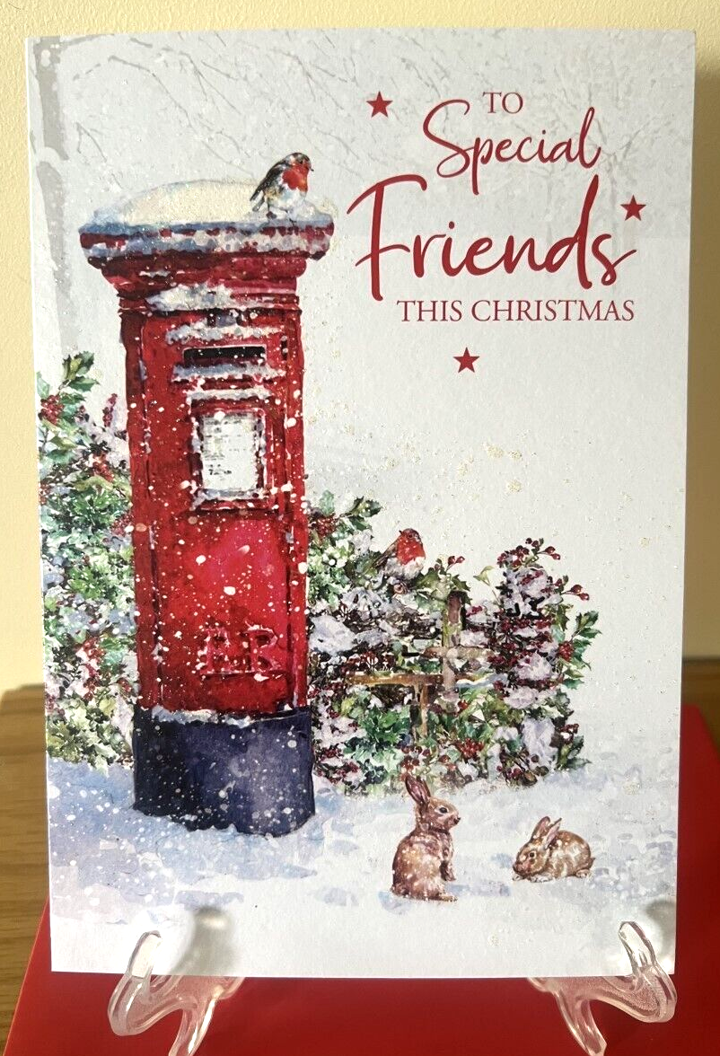 Christmas  Card Friends Glitter Finish Xmas Cherry Orchard